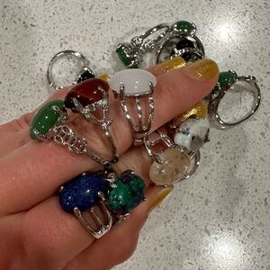 Gemstone silver tone ring